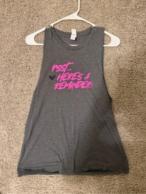 The Ladies Edge Women's Gray Muscle Tee with Pink Script